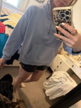 C&C California Light Blue Quarter-Zip Pullover Hoodie